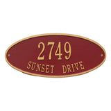 Whitehall Madison Oval Standard Wall 2-Line Personalized Address Plaque - Red/Gold