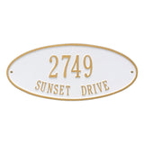Whitehall Madison Oval Standard Wall 2-Line Personalized Address Plaque - White/Gold