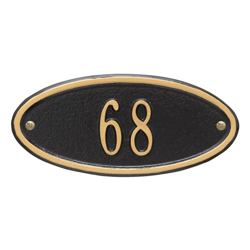Whitehall Madison Oval Petite Wall 1-Line Personalized Address Plaque - Black/Gold