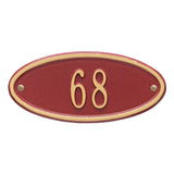 Whitehall Madison Oval Petite Wall 1-Line Personalized Address Plaque - Red/Gold