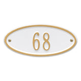 Whitehall Madison Oval Petite Wall 1-Line Personalized Address Plaque - White/Gold