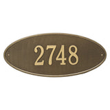 Whitehall Madison Oval Estate Wall 1-Line Personalized Address Plaque - Antique Brass