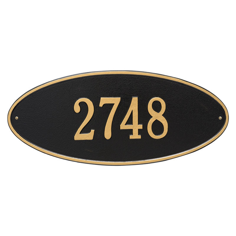 Whitehall Madison Oval Estate Wall 1-Line Personalized Address Plaque - Black/Gold