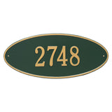 Whitehall Madison Oval Estate Wall 1-Line Personalized Address Plaque - Green/Gold