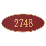 Whitehall Madison Oval Estate Wall 1-Line Personalized Address Plaque - Red/Gold