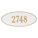 Whitehall Madison Oval Estate Wall 1-Line Personalized Address Plaque - White/Gold