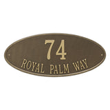 Whitehall Madison Oval Estate Wall 2-Line Personalized Address Plaque - Antique Brass