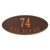 Whitehall Madison Oval Estate Wall 2-Line Personalized Address Plaque - Antique Copper
