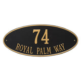 Whitehall Madison Oval Estate Wall 2-Line Personalized Address Plaque - Black/Gold