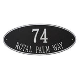 Whitehall Madison Oval Estate Wall 2-Line Personalized Address Plaque - Black/Silver