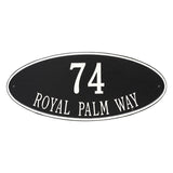 Whitehall Madison Oval Estate Wall 2-Line Personalized Address Plaque - Black/White