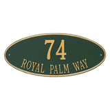 Whitehall Madison Oval Estate Wall 2-Line Personalized Address Plaque - Green/Gold