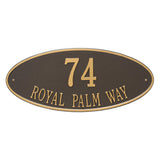 Whitehall Madison Oval Estate Wall 2-Line Personalized Address Plaque - Bronze/Gold