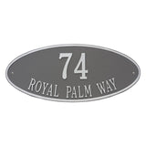 Whitehall Madison Oval Estate Wall 2-Line Personalized Address Plaque - Pewter/Silver