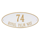 Whitehall Madison Oval Estate Wall 2-Line Personalized Address Plaque - White/Gold