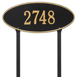 Whitehall Madison Oval Estate Lawn 1-Line Personalized Address Plaque - Black/Gold