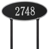 Whitehall Madison Oval Estate Lawn 1-Line Personalized Address Plaque - Black/Silver