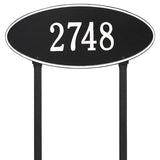 Whitehall Madison Oval Estate Lawn 1-Line Personalized Address Plaque - Black/White
