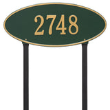 Whitehall Madison Oval Estate Lawn 1-Line Personalized Address Plaque - Green/Gold