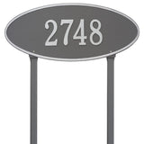 Whitehall Madison Oval Estate Lawn 1-Line Personalized Address Plaque - Pewter/Silver