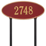 Whitehall Madison Oval Estate Lawn 1-Line Personalized Address Plaque - Red/Gold