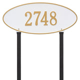 Whitehall Madison Oval Estate Lawn 1-Line Personalized Address Plaque - White/Gold