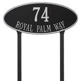 Whitehall Madison Oval Estate Lawn 2-Line Personalized Address Plaque - Black/Silver
