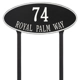 Whitehall Madison Oval Estate Lawn 2-Line Personalized Address Plaque - Black/White