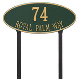Whitehall Madison Oval Estate Lawn 2-Line Personalized Address Plaque - Green/Gold