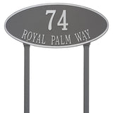 Whitehall Madison Oval Estate Lawn 2-Line Personalized Address Plaque - Pewter/Silver