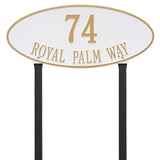 Whitehall Madison Oval Estate Lawn 2-Line Personalized Address Plaque - White/Gold