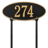 Whitehall Madison Oval Standard Lawn 1-Line Personalized Address Plaque - Black/Gold
