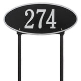 Whitehall Madison Oval Standard Lawn 1-Line Personalized Address Plaque - Black/Silver