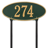 Whitehall Madison Oval Standard Lawn 1-Line Personalized Address Plaque - Green/Gold