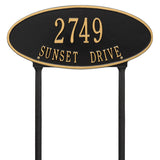 Whitehall Madison Oval Standard Lawn 2-Line Personalized Address Plaque - Black/Gold