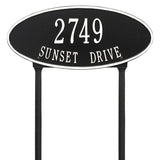 Whitehall Madison Oval Standard Lawn 2-Line Personalized Address Plaque - Black/White