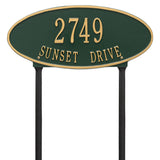 Whitehall Madison Oval Standard Lawn 2-Line Personalized Address Plaque - Green/Gold