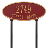 Whitehall Madison Oval Standard Lawn 2-Line Personalized Address Plaque - Red/Gold