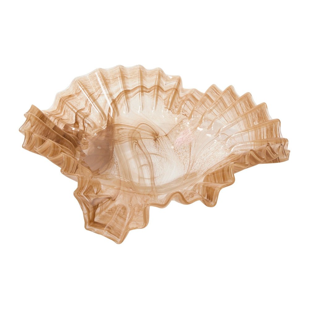 Pleated Glass Tan Bowl By Accent Decor