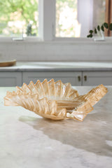 Pleated Glass Tan Bowl By Accent Decor