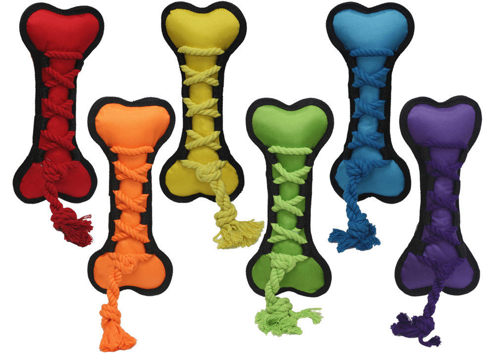 Multipet Cross-Ropes Bone Plush Dog Toy - 16"