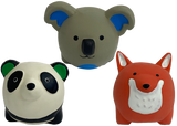 Multipet Minipet Latex Round Animals Dog Toy - 2.5"