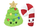 Multipet Holiday Minipet Candy Cane and Tree Pet Toy, 5", 2-Pack