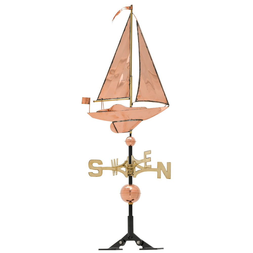 Whitehall Classic Directions Polished Copper Sailboat Weathervane - Polished