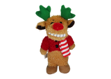 Multipet Holiday Reindeer Loofa Plush Dog Toy (3 Sizes Available)