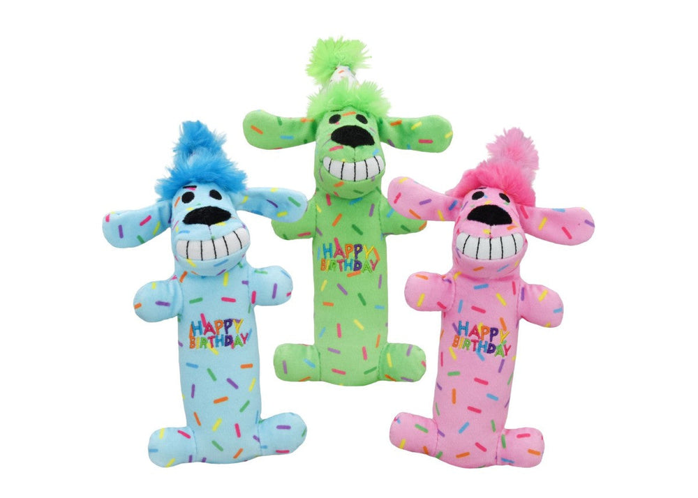 Multipet Loofa Birthday with Party Hat Plush Dog Toy - 6"