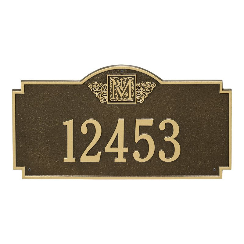 Whitehall Monogram Estate Wall 1-Line Personalized Plaque - Antique Brass