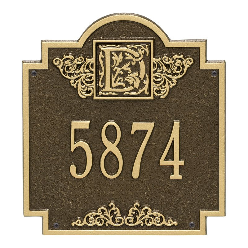 Whitehall Monogram Standard Wall 1-Line Personalized Plaque - Antique Brass