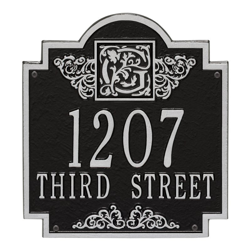 Whitehall Monogram Standard Wall 2-Line Personalized Plaque - Black/Silver