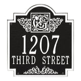 Whitehall Monogram Standard Wall 2-Line Personalized Plaque - Black/White
